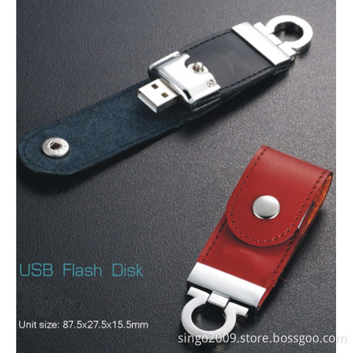 Leather USB Flash Drive with Keychain